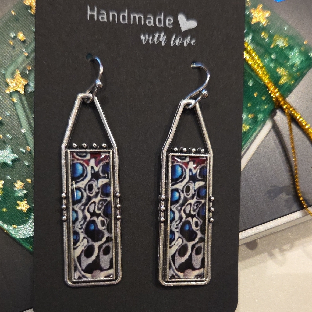 Leopard Print Silver Earrings